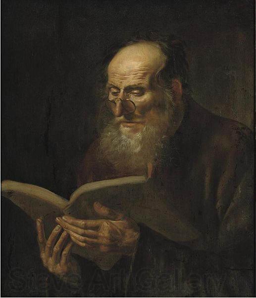 unknow artist Bearded man reading Spain oil painting art